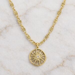 Gold Sunburst Pendant Necklace - Women Jewelry